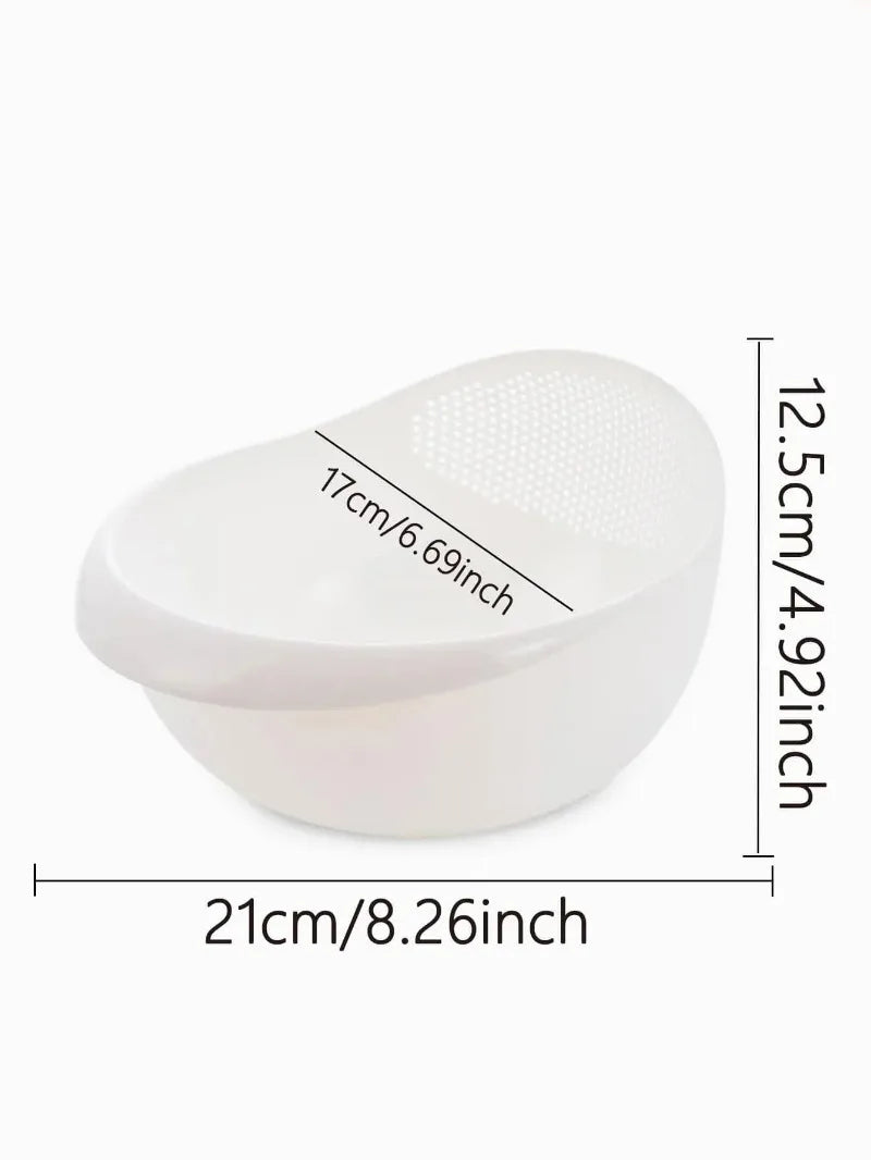 1PC- Silicone Colander Rice Bowl Drain Basket Fruit Bowl Washing Drain Basket with Handle Washing Basket Home Kitchen Organizer