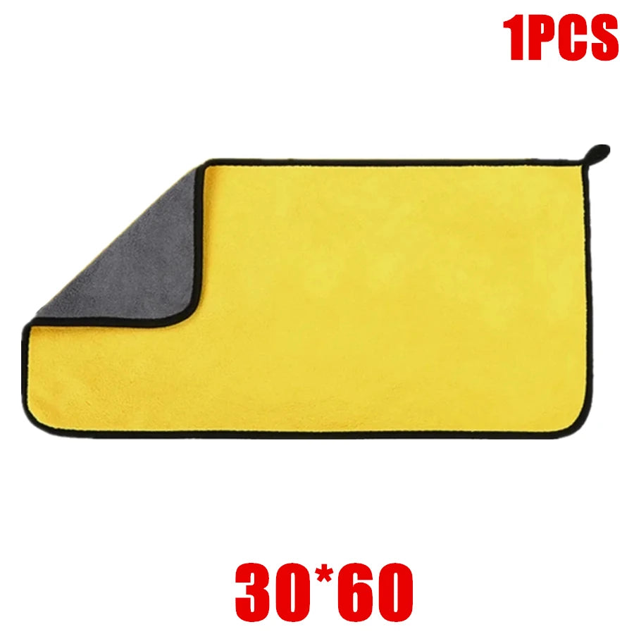 1/2/6pcs Microfiber Cleaning Towel Thicken Soft Drying Cloth Car Body Washing Towels Double Layer Clean Rags Car Accessories
