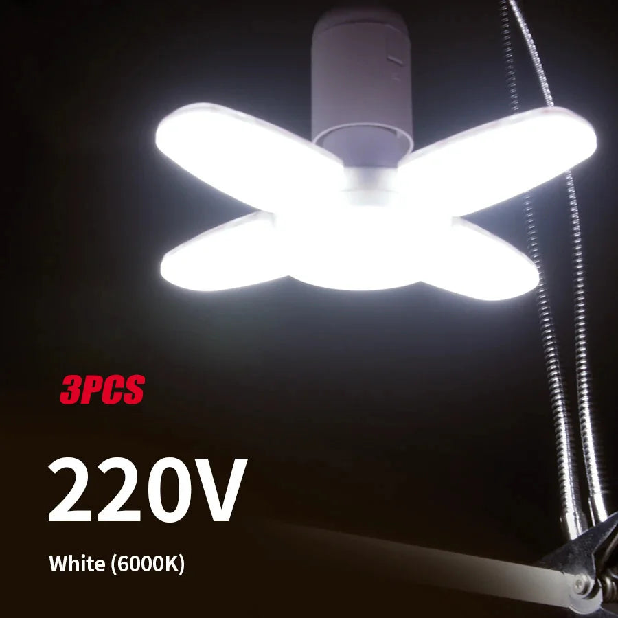 E27 Fan Shape Foldable 40LEDs Bulb AC220V/110V Deformation for Home Ceiling Lights Warehouse and Garage White Light 6500K Bulb