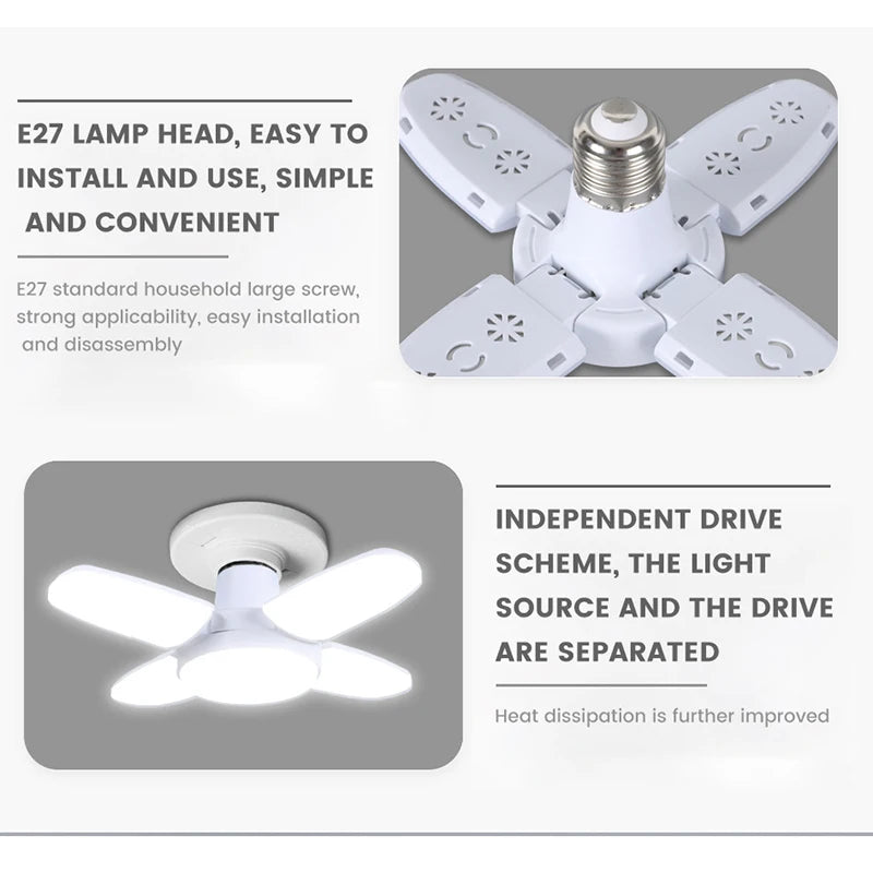 E27 Fan Shape Foldable LED Bulb AC 85-265V/220V  Home Living Room Led Light Bulb Lampada For Warehouse Garage Ceiling  Light