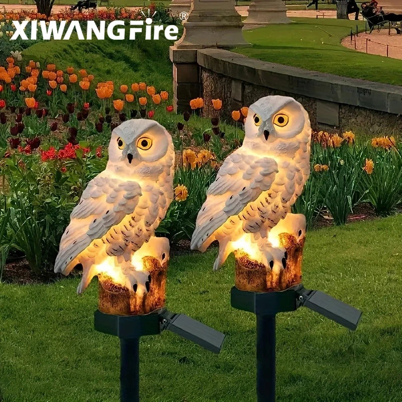 Solar Owl Statue Garden Light LED Waterproof Powered Outdoor Decoration for Garden Patio, Animal Owl Shape Solar Led Light