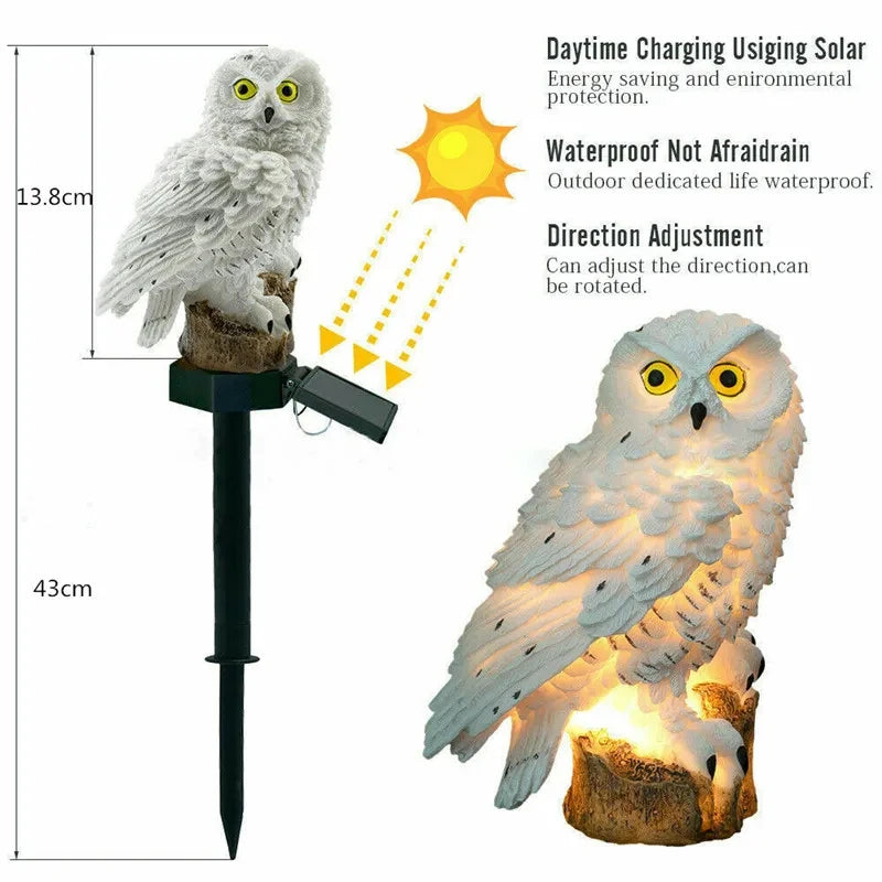 Solar Owl Statue Garden Light LED Waterproof Powered Outdoor Decoration for Garden Patio, Animal Owl Shape Solar Led Light