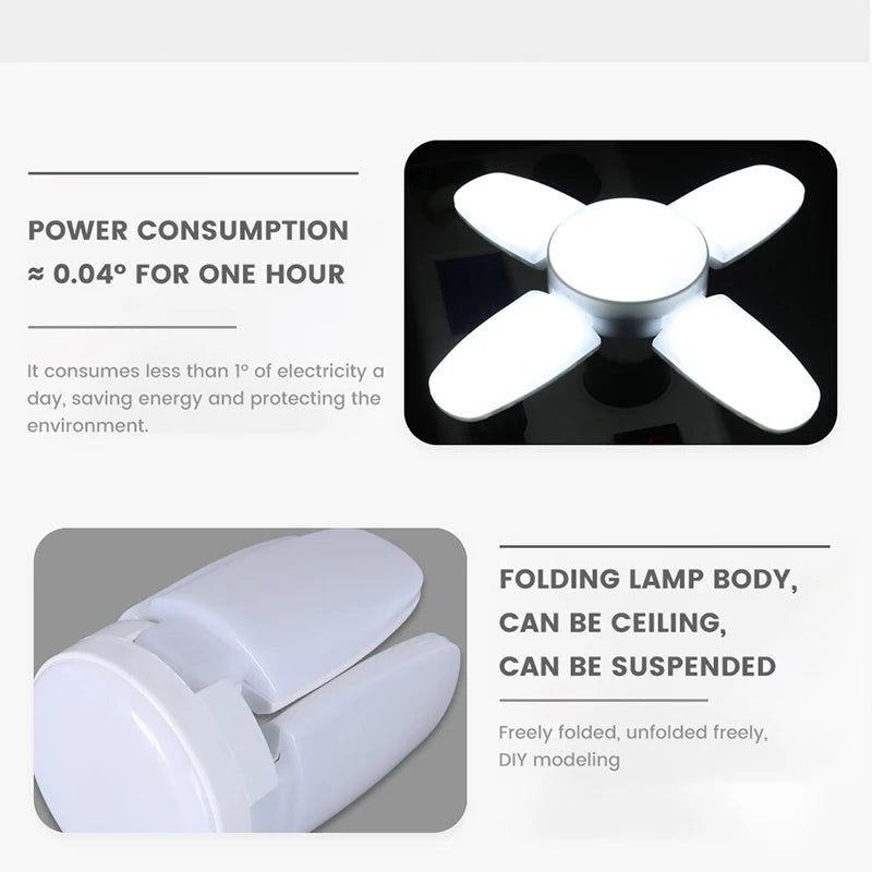 E27 Fan Shape Foldable LED Bulb AC 85-265V/220V  Home Living Room Led Light Bulb Lampada For Warehouse Garage Ceiling  Light