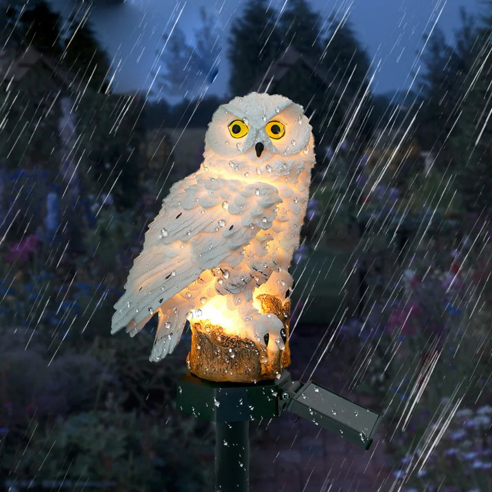 Solar Owl Statue Garden Light LED Waterproof Powered Outdoor Decoration for Garden Patio, Animal Owl Shape Solar Led Light