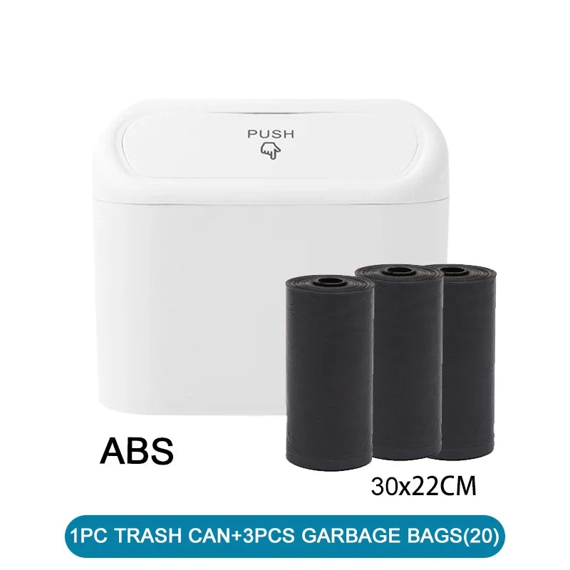 1Pcs Leak-proof Mini Car Trash Can with Lid Small Car Accessories Includes 60 (300) Garbage Bags for Vehicle Interior