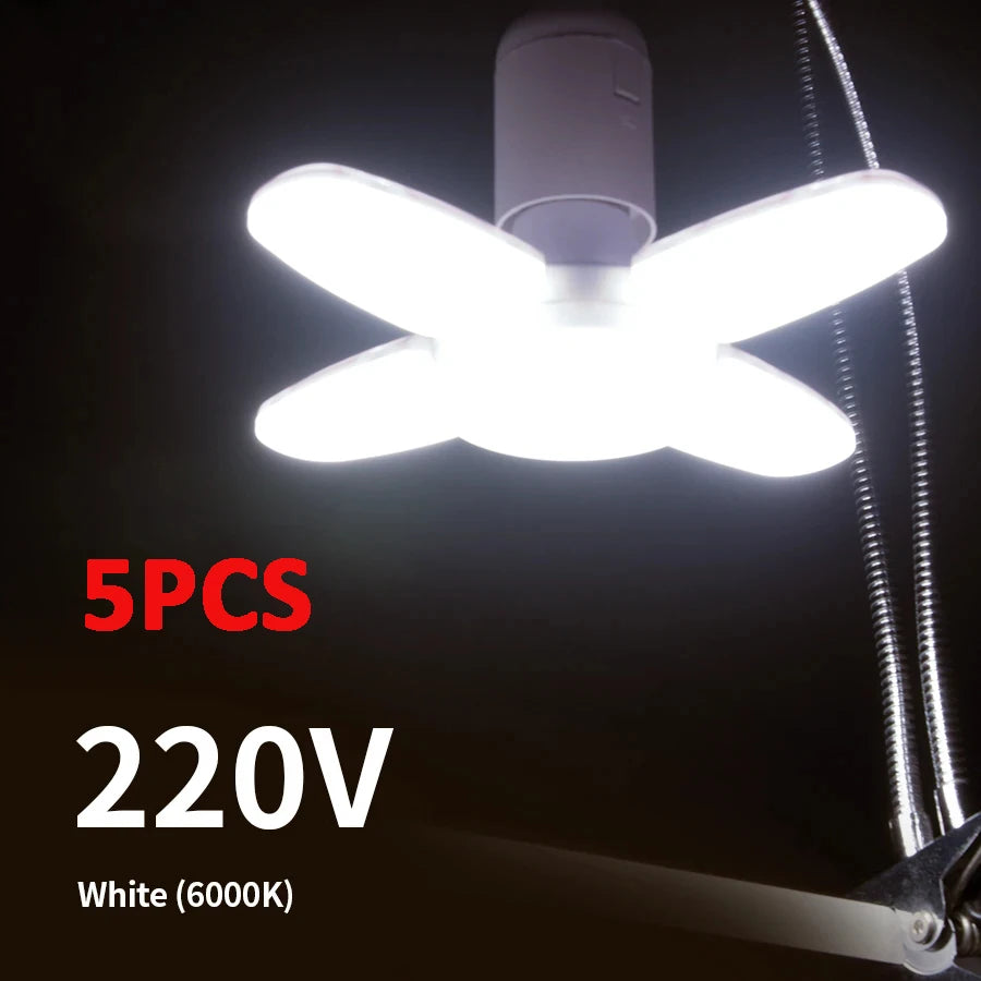 E27 Fan Shape Foldable 40LEDs Bulb AC220V/110V Deformation for Home Ceiling Lights Warehouse and Garage White Light 6500K Bulb