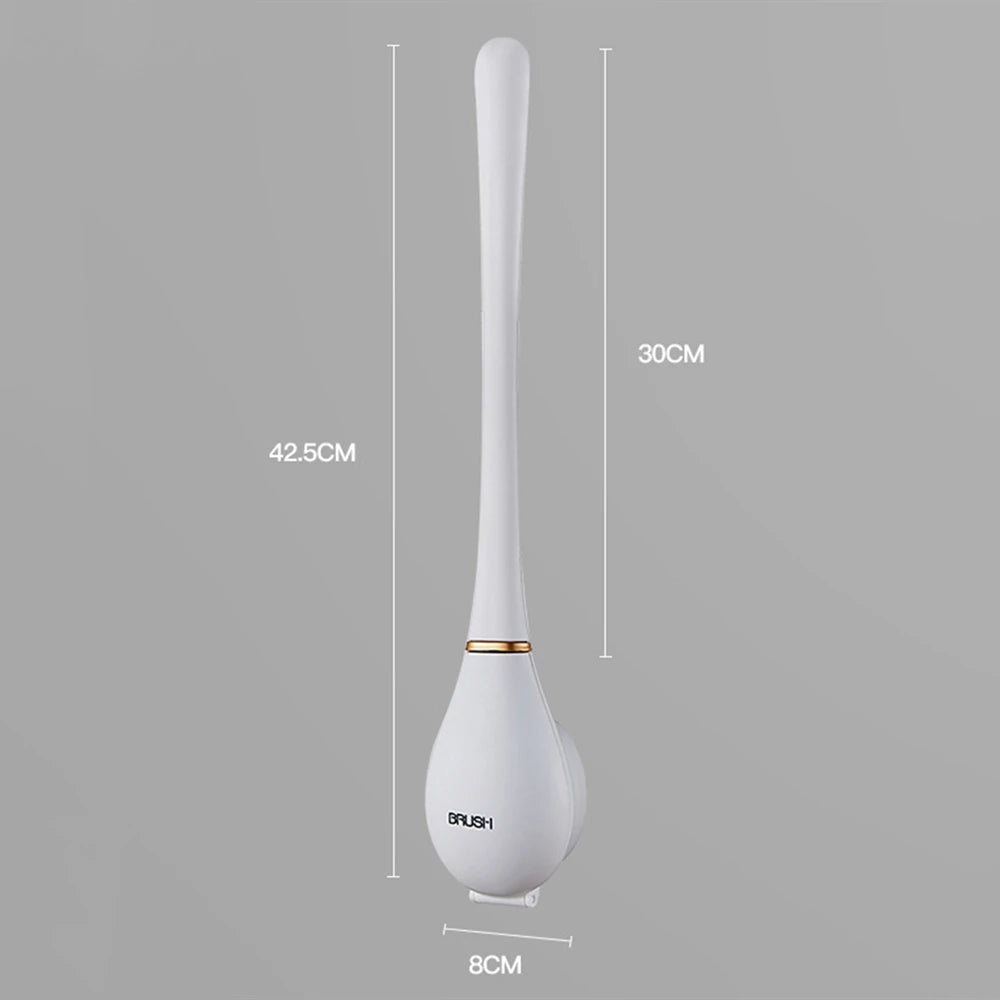 Soft Silicone Toilet Brushes with Hanging Holder Set, Wall-Mounted, Long Handled Cleaning Brush, Hygienic Bathroom Accessories