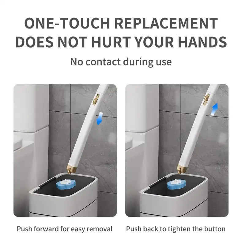 Disposable Toilet Brush Set with Replacement Heads Long Handle Automatic Lid Cleaner Brush Bathroom Hygiene Cleaning Tool Kit