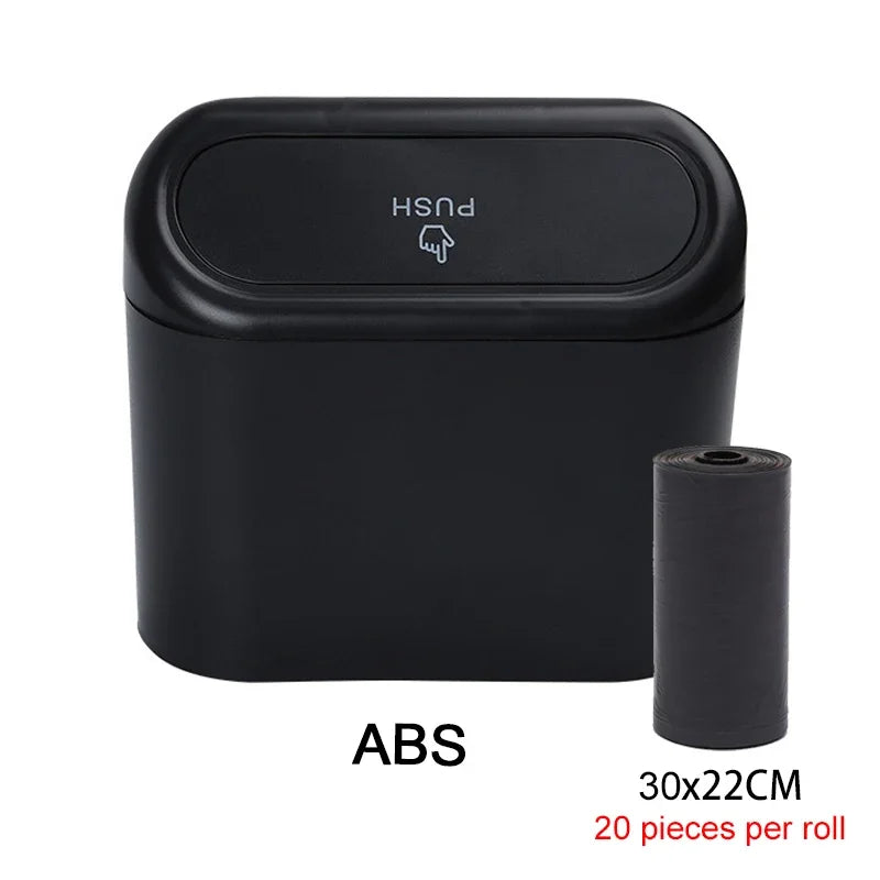 1Pcs Leak-proof Mini Car Trash Can with Lid Small Car Accessories Includes 60 (300) Garbage Bags for Vehicle Interior
