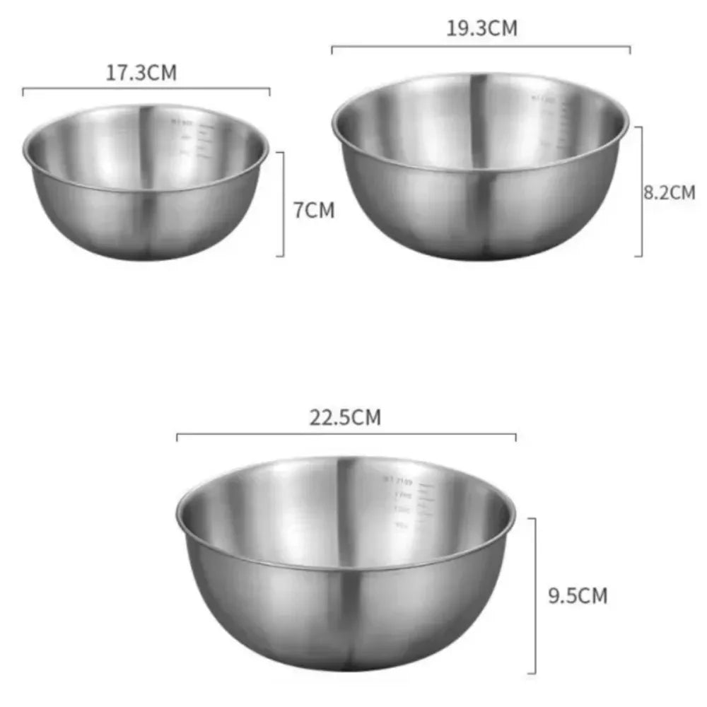 Large Capacity Stainless Steel Bowl Set with Scale for Cooking Baking Food Storage Home Kitchen Essentials Mixing Bowls