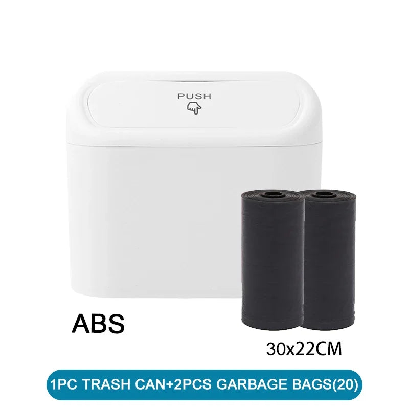 1Pcs Leak-proof Mini Car Trash Can with Lid Small Car Accessories Includes 60 (300) Garbage Bags for Vehicle Interior