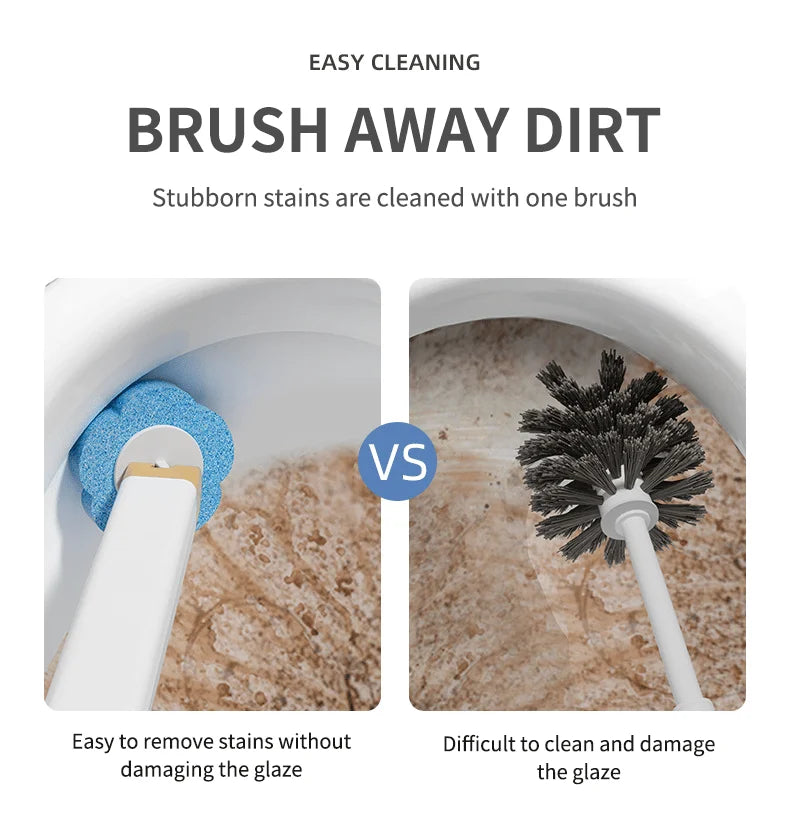 Disposable Toilet Brush Set with Replacement Heads Long Handle Automatic Lid Cleaner Brush Bathroom Hygiene Cleaning Tool Kit
