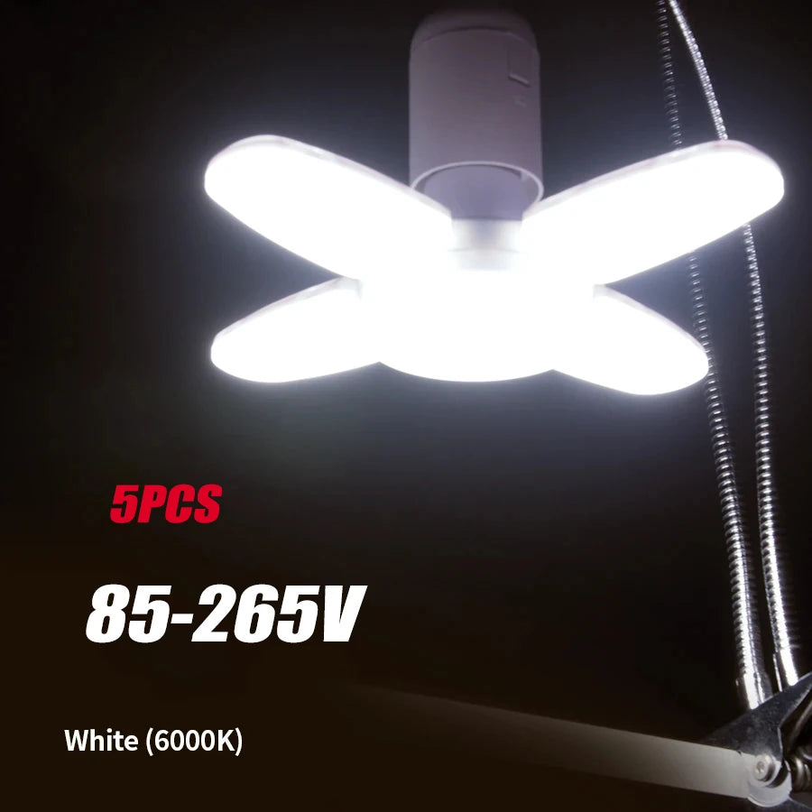 E27 Fan Shape Foldable 40LEDs Bulb AC220V/110V Deformation for Home Ceiling Lights Warehouse and Garage White Light 6500K Bulb