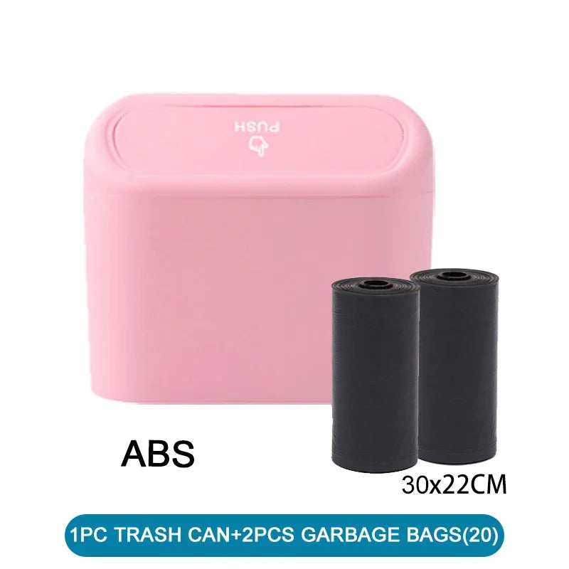 1Pcs Leak-proof Mini Car Trash Can with Lid Small Car Accessories Includes 60 (300) Garbage Bags for Vehicle Interior