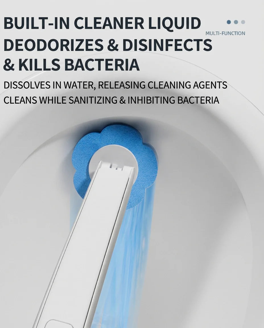 Disposable Toilet Brush with Holder Set - Hygienic Toilet Cleaning Kit with Replaceable Heads, Deep Cleaning Bathroom Tool