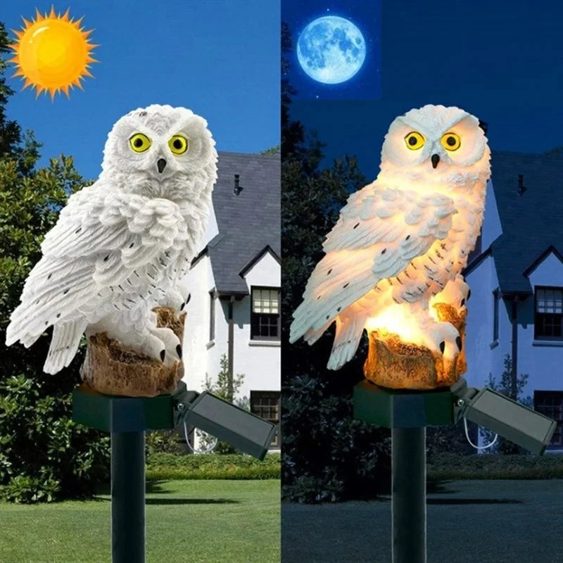 Solar Owl Statue Garden Light LED Waterproof Powered Outdoor Decoration for Garden Patio, Animal Owl Shape Solar Led Light