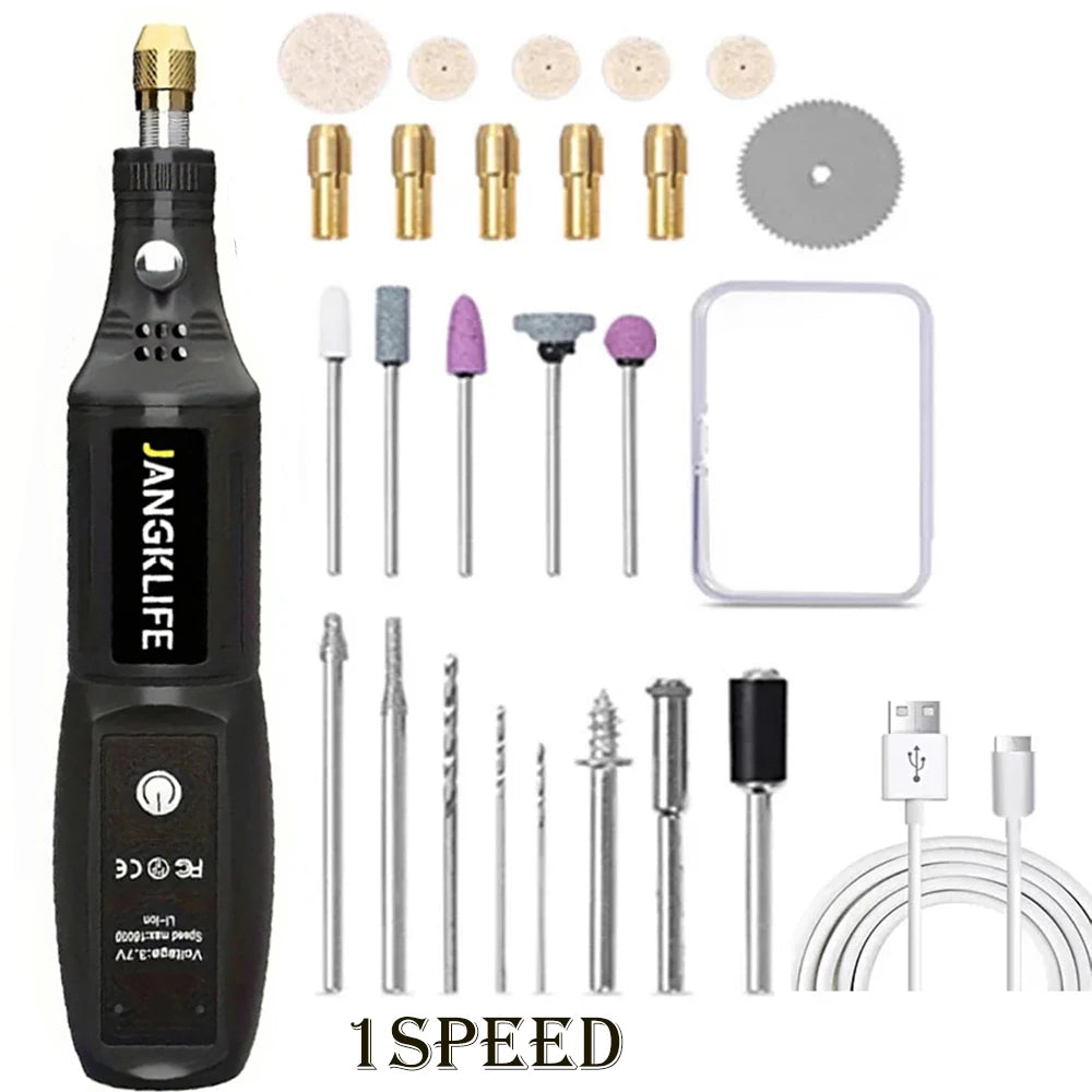 Mini Electric Drill USB Wireless Mini Handheld Drill Rotary Tool Woodworking Engraving Pen Dremel Tools for Jewelry Metal Glass