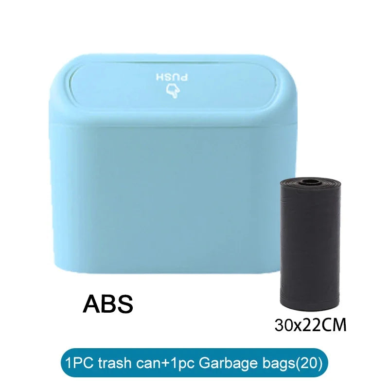1Pcs Leak-proof Mini Car Trash Can with Lid Small Car Accessories Includes 60 (300) Garbage Bags for Vehicle Interior