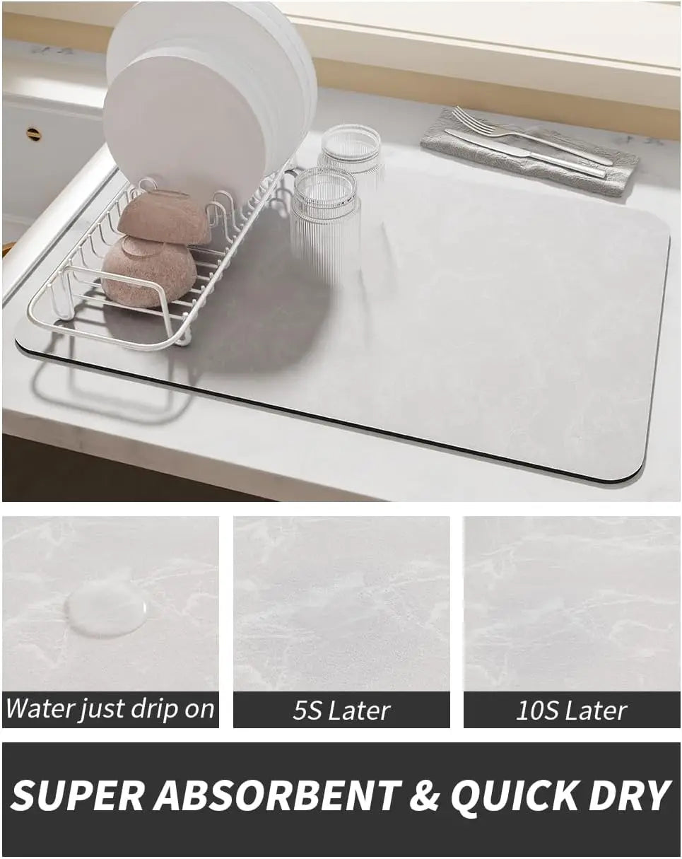 Coffee Machine Mat Rubber Backing Water-Absorbent Dish Drying Pad Kitchen Worktop Drainage Mat Home Decor