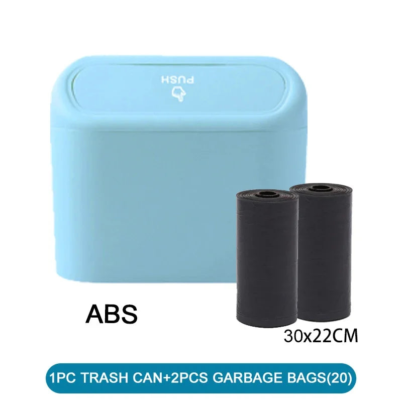 1Pcs Leak-proof Mini Car Trash Can with Lid Small Car Accessories Includes 60 (300) Garbage Bags for Vehicle Interior