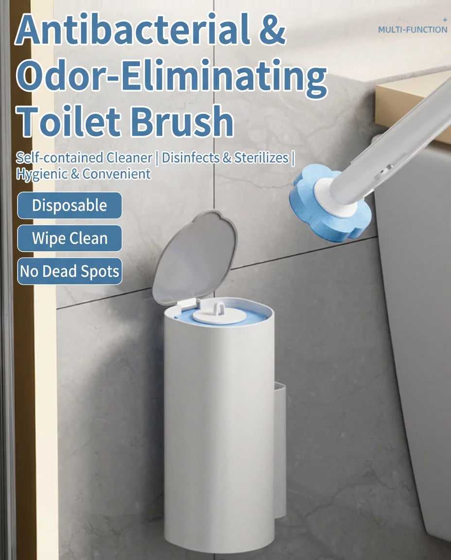 Disposable Toilet Brush with Holder Set - Hygienic Toilet Cleaning Kit with Replaceable Heads, Deep Cleaning Bathroom Tool
