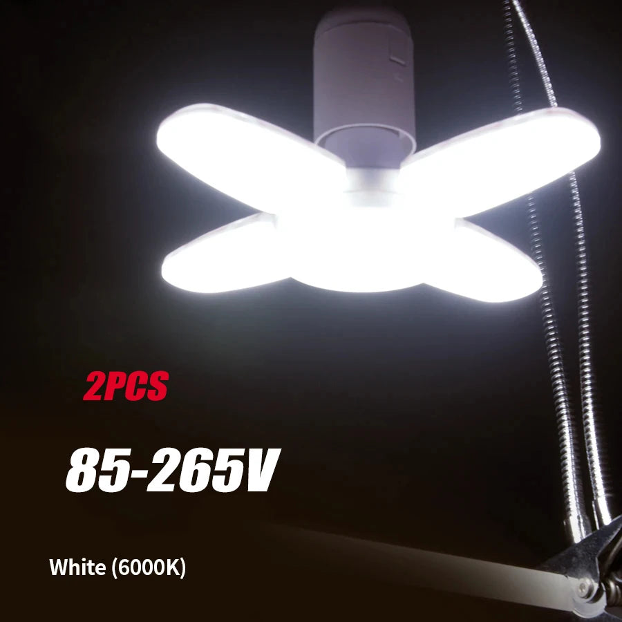 E27 Fan Shape Foldable 40LEDs Bulb AC220V/110V Deformation for Home Ceiling Lights Warehouse and Garage White Light 6500K Bulb