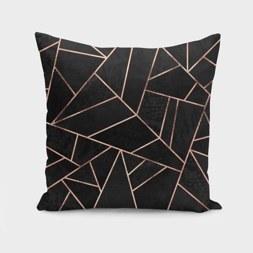 Capa de Almofada em Veludo Preto e Rose Gold - Luxo e Estilo